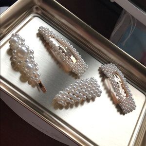 Faux pearl hair accessories set of 4
